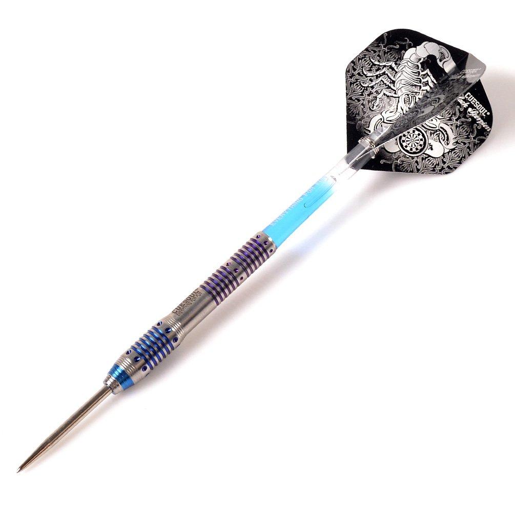 BLACK SCORPION CUESOUL Deluxe Steel-Tip Darts Set mit 26g Barrels, 90% Wolfram, und blau titanbeschichteter Oberfläche (CSBS-C4301)