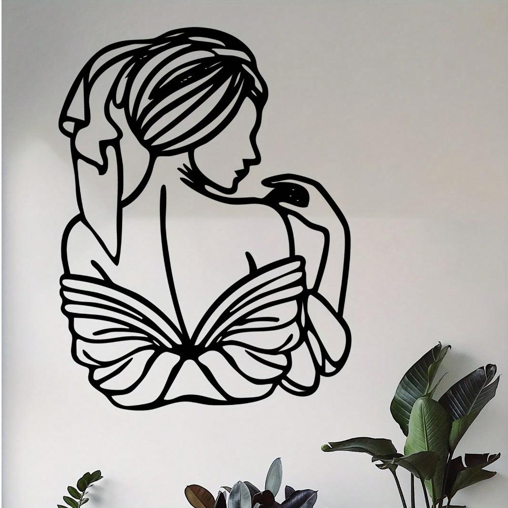 Rust Resistant Iron Wall Art Female Silhouette with Book Minimalist Home Decor