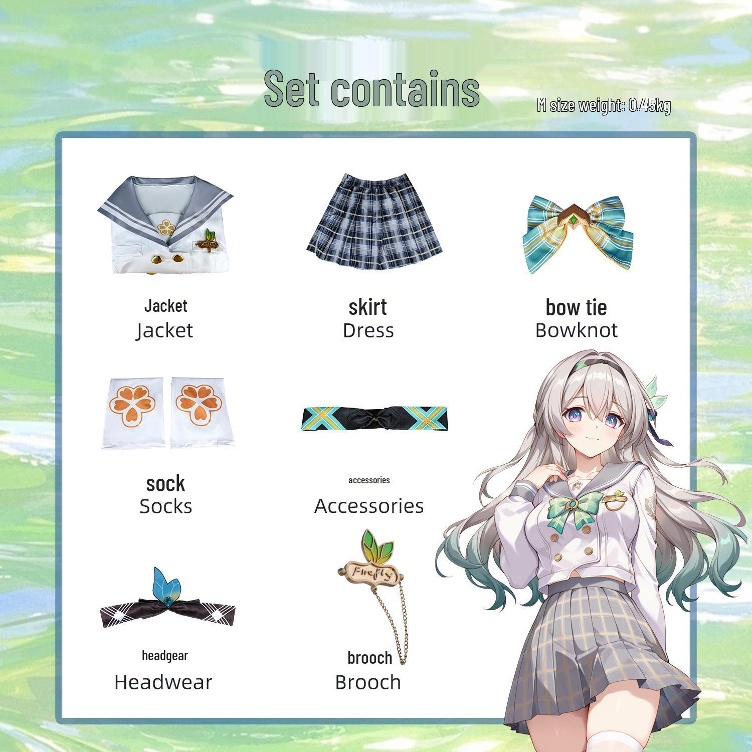 

Sailor Suit Cosplay Costume - Liu Ying Style, Gray Double-Breasted Spring Set for Anime Fans M