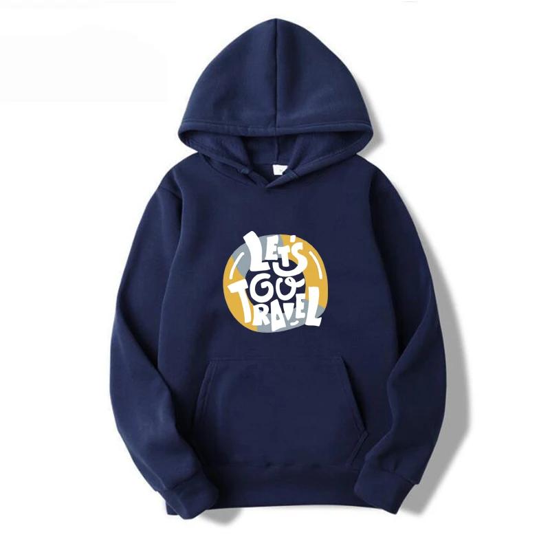 Let's Go Travel Print Hoody Sweatshirt Women Unisex Autumn Fleece Long Sleeve Hoodie Clothes Outdoors Pullover Tops
