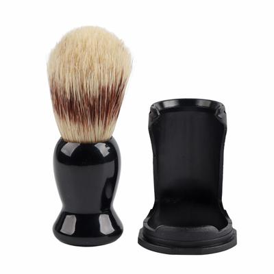 Brocha de afeitar para hombre, Cepillo de limpieza facial de cerdas, Pelo suave, Brocha de afeitar con soporte negro de goteo
