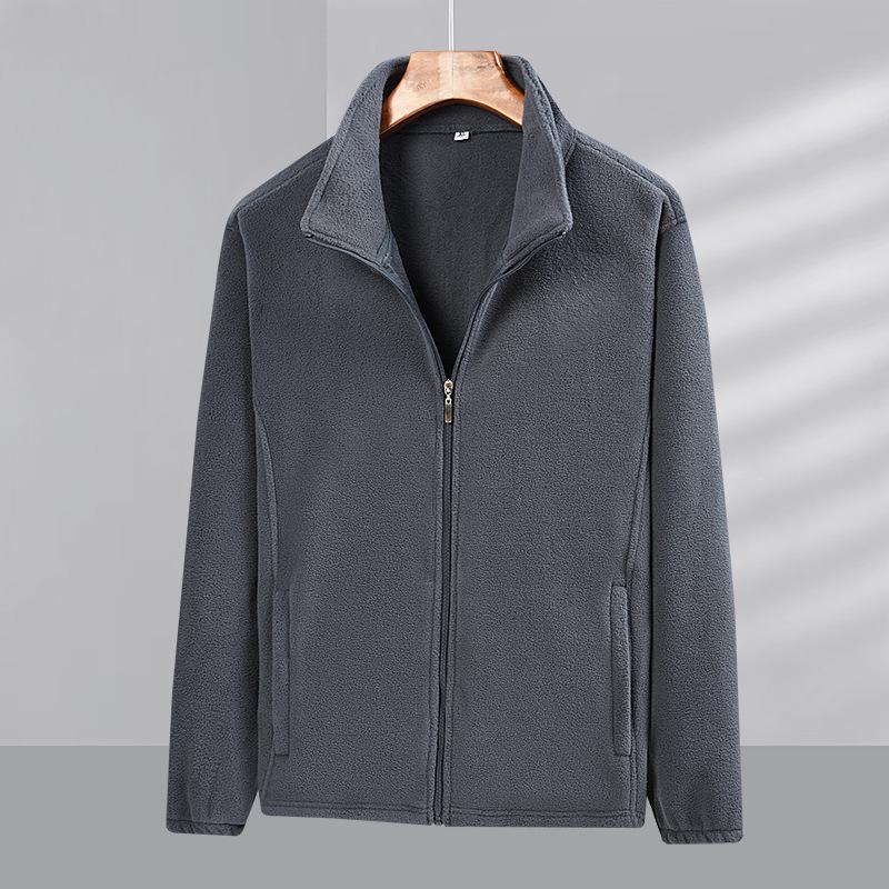 Polar Fleece Men's Fleece Jacket Autumn and Winter Casual Large Size Middle-aged and Elderly Jacket Loose Top Cold-proof