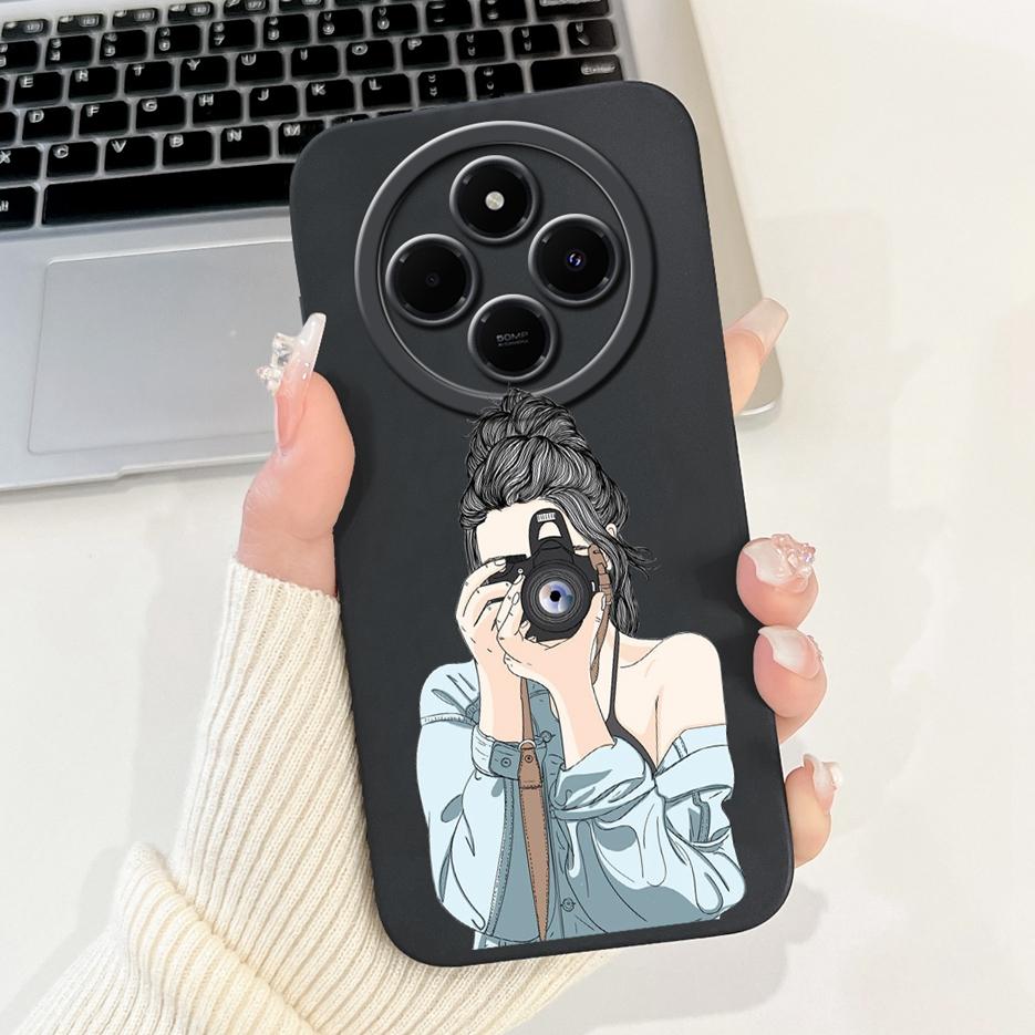 Für Xiaomi Redmi 14C Hülle Stylische Sonnenblume Hübsche Mädchen Rückabdeckung Weiche TPU Handyhülle Für Xiaomi Poco C75 C 75 Redmi14C Fundas