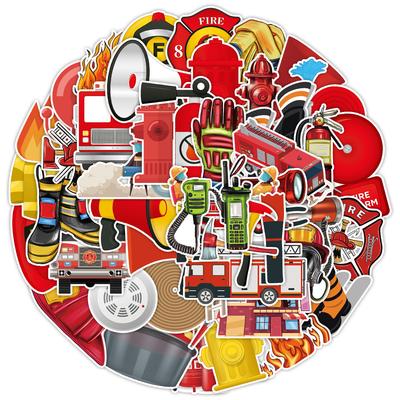 50 Firefighter Graffiti Stickers Car Mobile Water Cup Decorative Stickers Waterproof Creative Hand Note Stickers