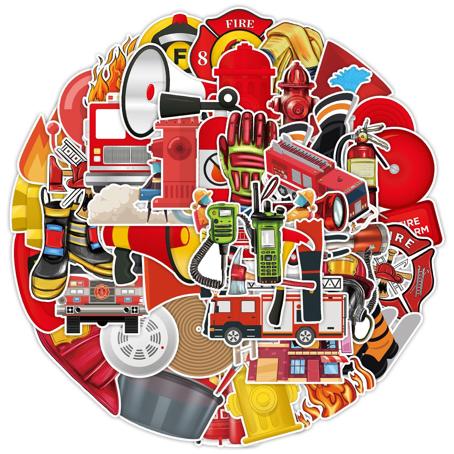 

50 Наклеек-граффити «Пожарный» для автомобиля, мобильного телефона, водяной чашки, декоративные, водонепроницаемые, креативные наклейки для заметок от руки