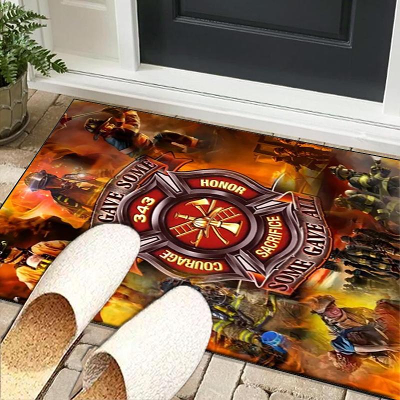 Firefighter Bravery In Action Office Rug Chair Mat, Entryway Carpet, Suitable for Front Door, Bedroom, Living Room, Desk, Holiday Gift