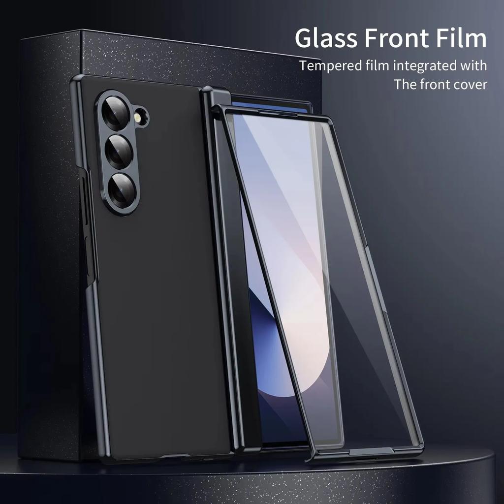 Higth Quality Busine Sle Plating Hinge Phone Case for Samsung Galaxy Z Fold 7 6 5 4 3 with Screen Glass Shockproof Protect Cover