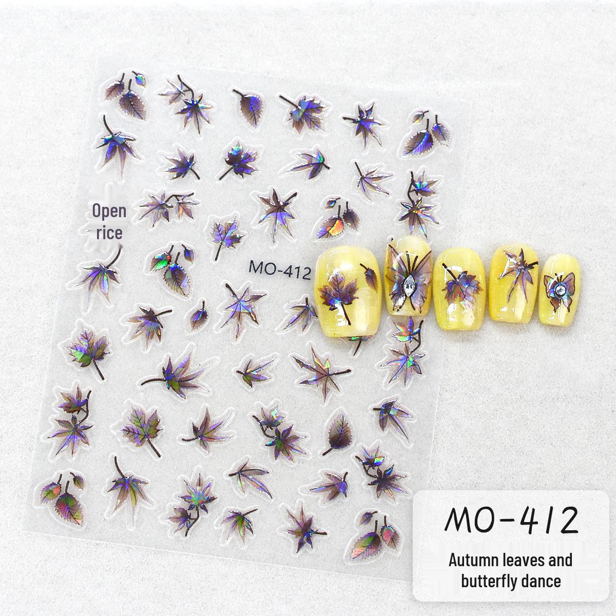 

Осеннее Сияние Наклейки для Ногтей Бабочки - Тисненые Полупрозрачные Лазерные Стеклянные Декали