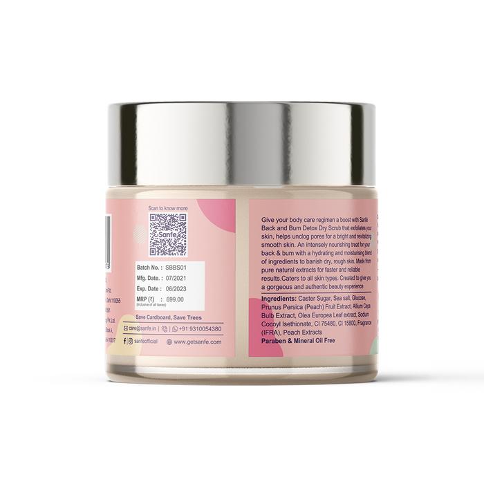 Sanfe Back & Bum Detox Scrub (Dry) With Peach Extracts & Olive Oil - 100gm