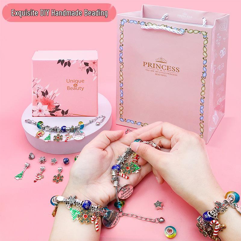 Pandora Crystal Beaded Bracelet - Large Hole Christmas Jewelry DIY Gift