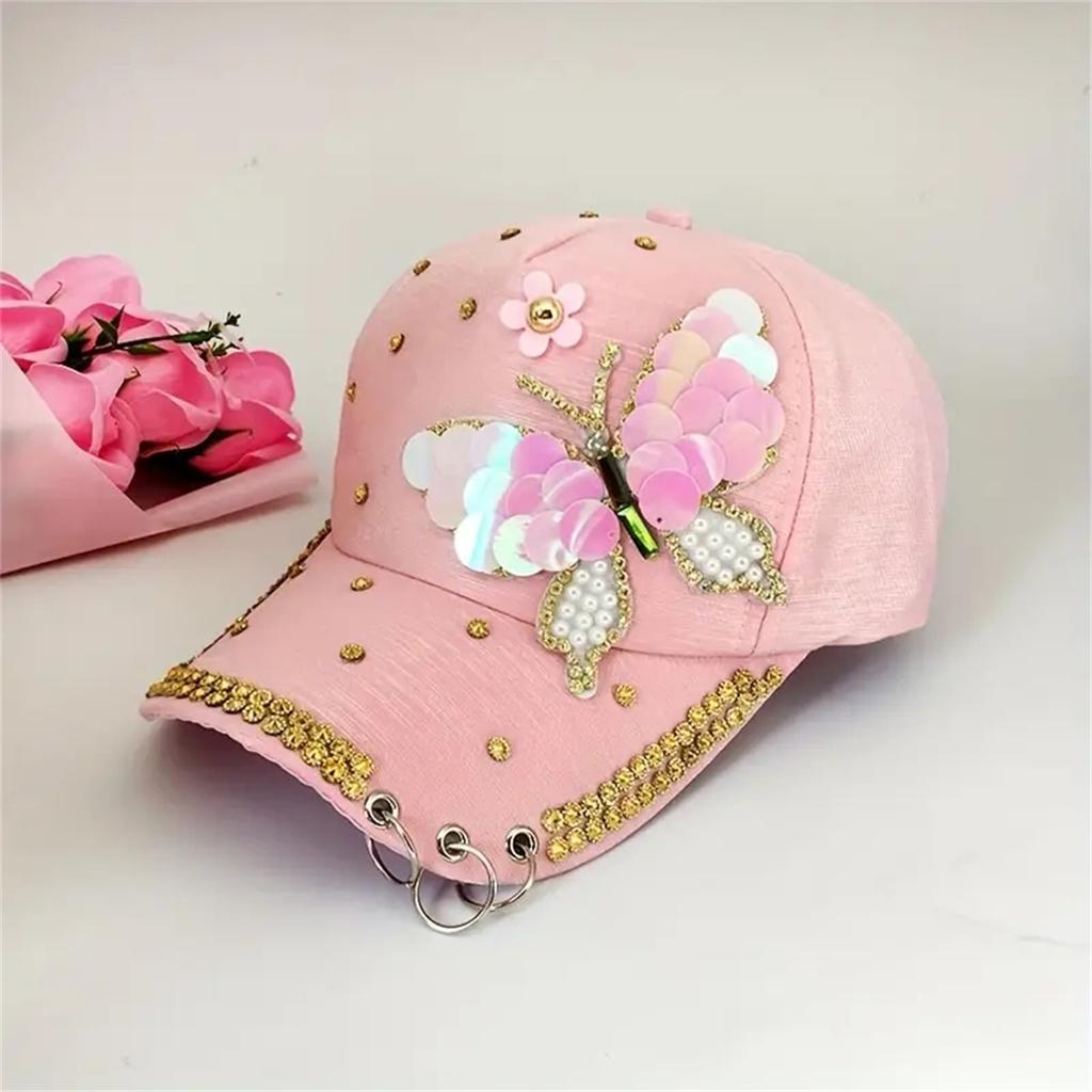 New Ladies Sun Visor Hat Pearl Bow breathable mesh hat baseball cap fashion tie-in diamond cap