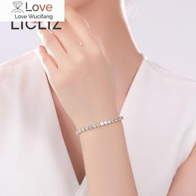 Licliz Fashion Clear Yellow Zircon Crystal Tennis Bracelet For Women Cz Crystal White Gold Color Box Chain Jewelry