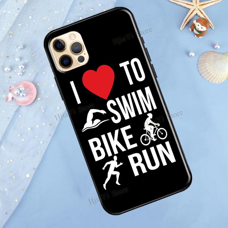 Swim Bike Run Triathlon Case For iPhone 13 Pro Max 12 Mini X XR XS Max SE 2020 8 7 Plus 11 Pro Max Phone Cover