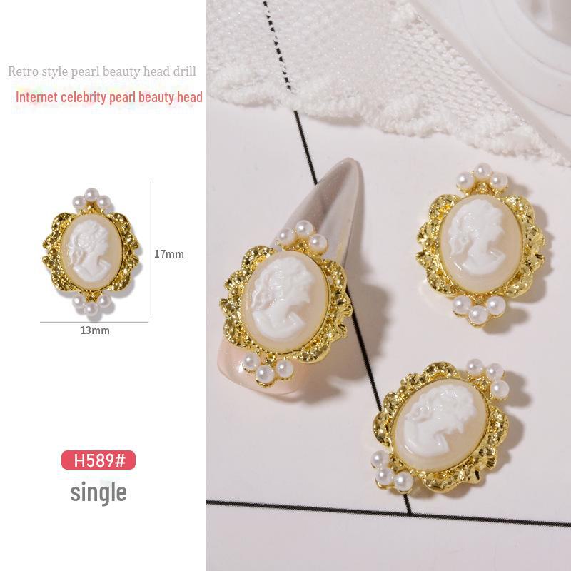 

Аксессуары для дизайна ногтей в стиле барокко и ретро с жемчугом и бриллиантами Large Gold