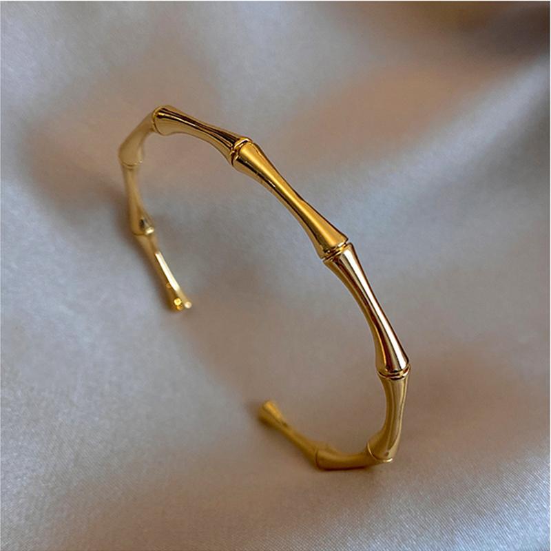 Stainless Steel Gold Color Bamboo Joint Bangles 2023 Trend Bracelet for Women Men Romantic Party Gift Fashion Zircon