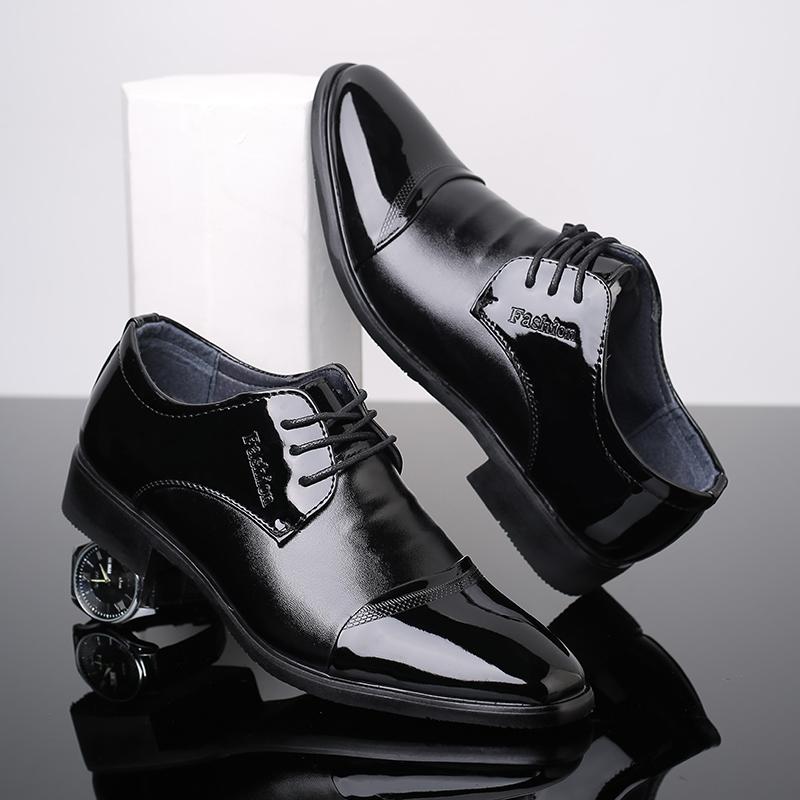 

Мужские туфли из ПУ кожи на шнуровке с острым носком, формальные деловые туфли для платья JZ-6716 44 чёрный