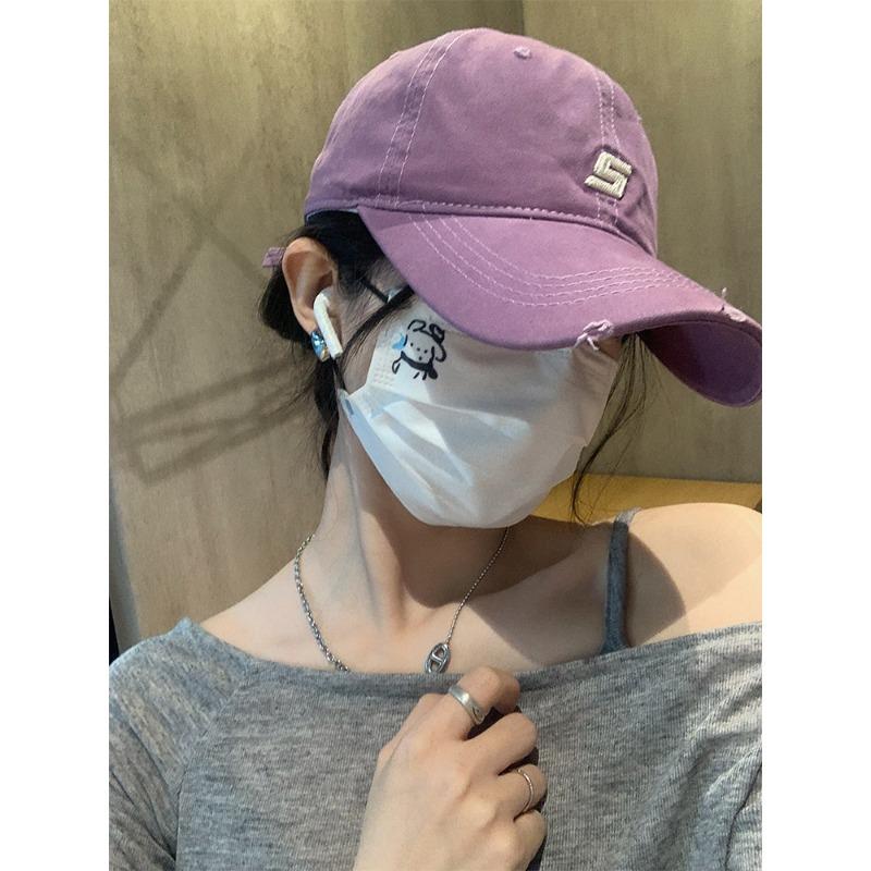 Baseball Hat for Women's American Retro Letters Korean Versatile Face Showing Small Soft Top Trendy Duck Tongue Cap