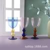 Stained glass goblet contrast color mix and match red wine glass