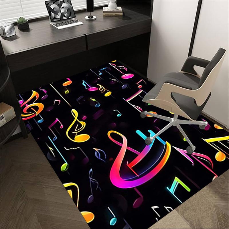 1PC Music Notes Extra Large Non Slip Floor Carpet, Office, Family, Bedroom, Studio Large Area Rug Indoor Rugs, Vibrant Colors