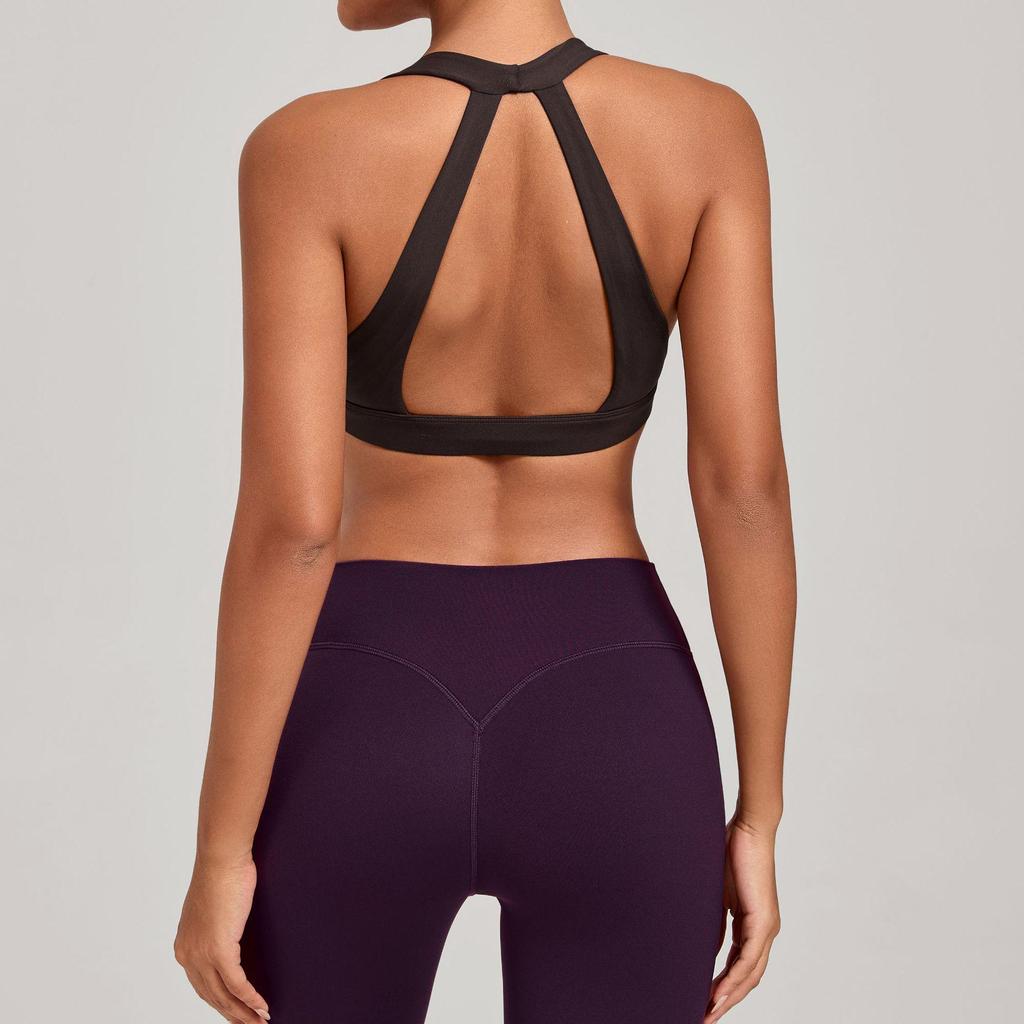 Cross-Strap Halter Neck Yoga Bra for Running and Fitness