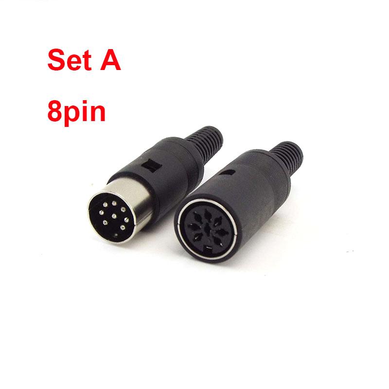DIN Audio Adapter 3/4/5/6/7/8 Pin DIN Male Female Plug with Plastic Handle Female Socket Hulled Panel Mount Chassis Connector