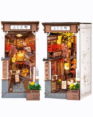 Rolife DIY Buchstütze Izakaya 3D Miniaturhaus Buch LED Bücherregal Handgefertigt Holz Bebilderte Anleitung Offiziell Ideales Geschenk für Erwachsene und Ältere