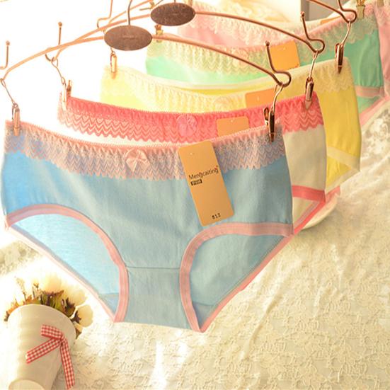 Women's Girls' Bowknot Lace Cotton Panties Briefs Underpants Intimates