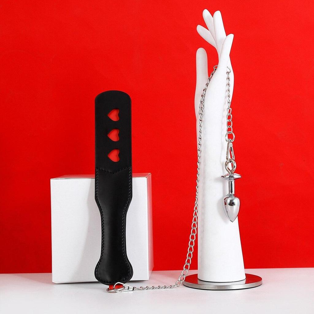 Stainless Steel Butt Plug Chain Leather Whip BDSM Adult Sex Toy Tail Plug Slave Fetish