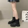 Thick-soled Cigarette Boots Chelsea Martin Boots Coarse Heel Stretch Boots Skinny Boots Fleece Black Women's Short Boots