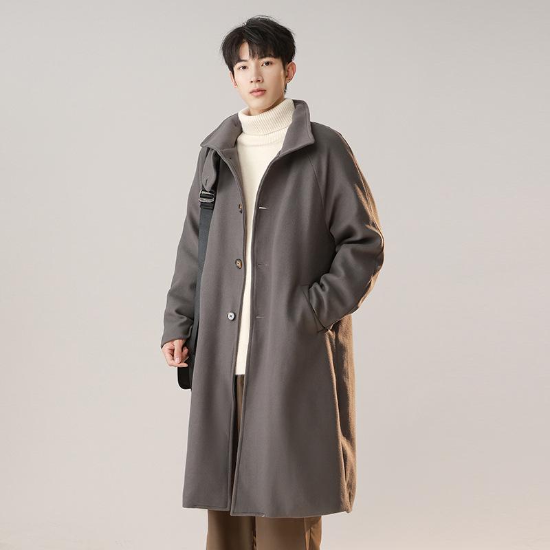 Men's 2025 Trendy Mid-Length Woolen Trench Coat: Stylish, Versatile & Casual.