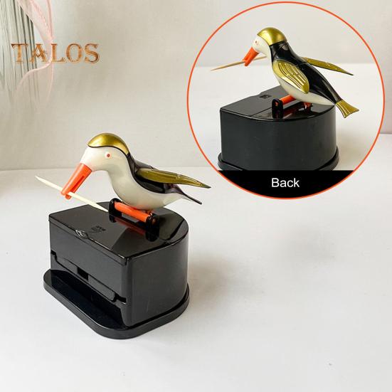 Bird Toothpick Dispenser Press Woodpecker Toothpick Holder Portable Home Office Restaurant Desktop Automatic Toothpick Organizer Container