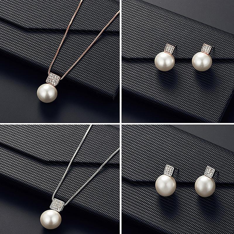 Ensemble de bijoux 3 pièces Élégant Perles Imitation Strass Géométrie Collier Boucles d'oreilles Pour Femmes Mariée Mariage Fête Cadeaux