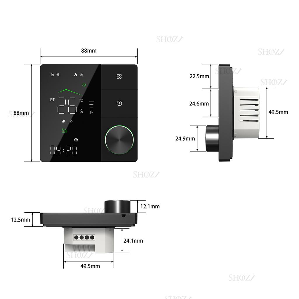 Tuya WiFi Smart Thermostat with Power Monitoring, Voice Control for Film Infrared Electric Warm Floor Heating System, 16A