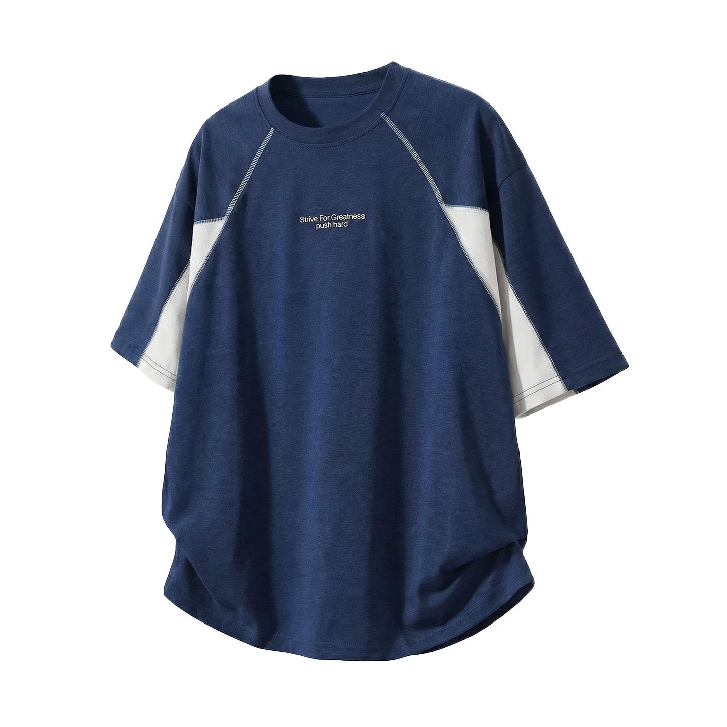 

Men s Cool & Breathable American Style Color Block Casual T-Shirt - Sporty, Loose, Textured Print, Short-Sleeved for Summer. Medium