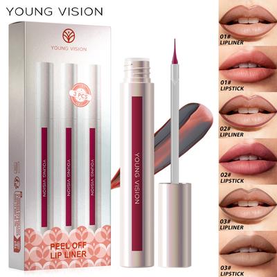 3 Color Lip Liner Pencil Peel Off Lip Stain Tattoo Long Wearing Matte Waterproof Smudge Proof Transfer Proof Lip Cosmetic for All Day