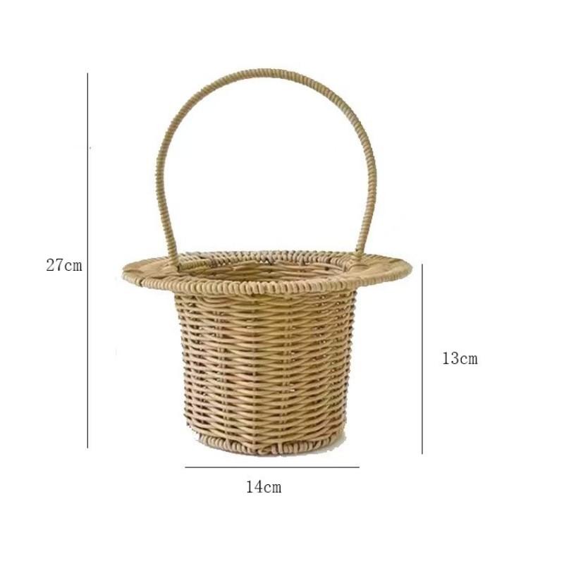 

Handmade Flower Basket Hand-Woven Flower Basket Rattan Storage Basket for Wedding Picnic Home Kicthen Birthday Gifts 1pc