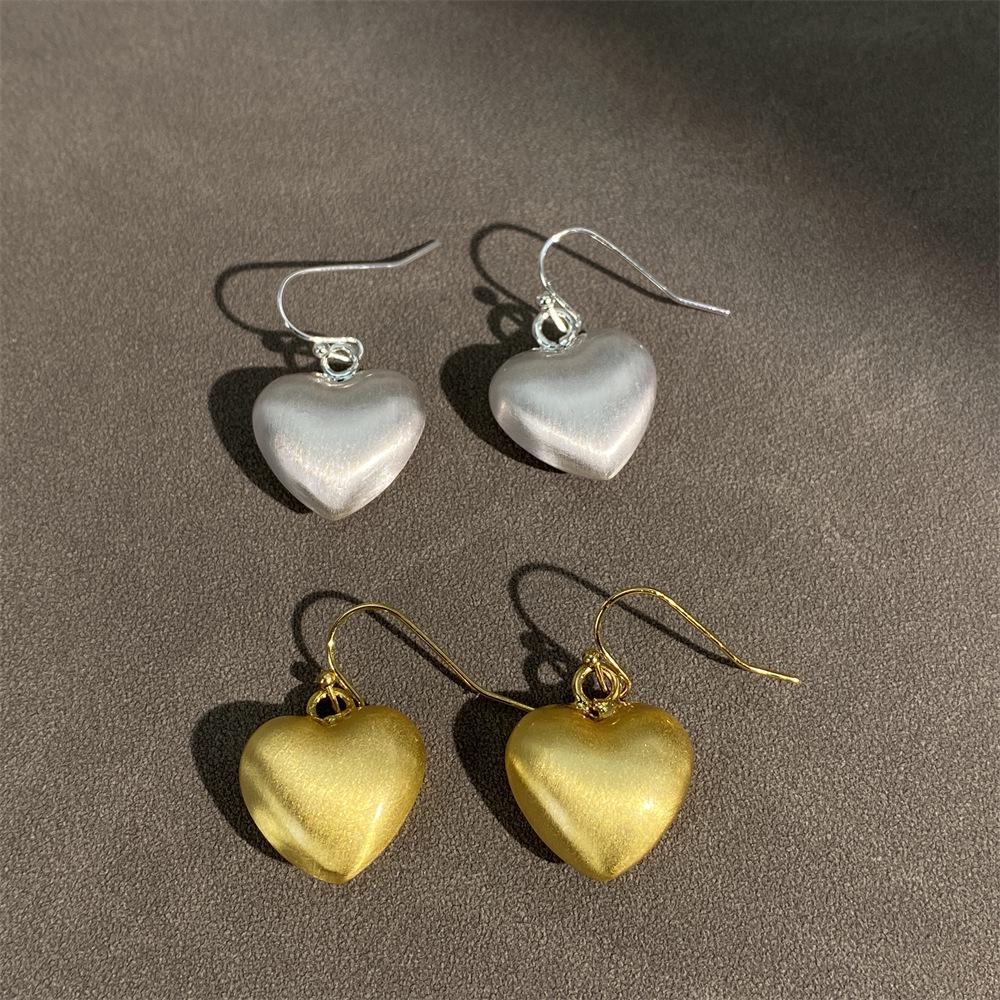 

Minimalist Matte Brushed Heart Stud Earrings - Japanese & Korean Style for Women