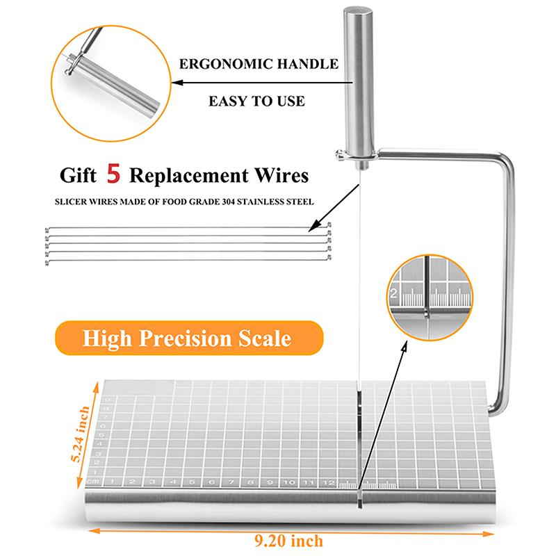 Stainless Steel Cheese Slicer With Replacement Cutting Wire Cutter Sausage And Ham Cutting Knife Kitchen Accessories Tools