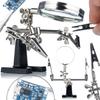 Trzecia Ręka Z Lupą – Uchwyt Montażowy Do Lutowania | Regulowana Lupa 65 Mm | Stabilna Podstawka I Krokodylki