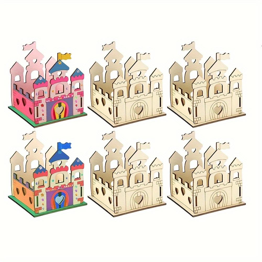 

Неокрашенный набор деревянных замков, 4 шт., деревянные поделки для вечеринок, сделай сам, сделай свой собственный деревянный замок 4pcs