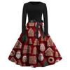 Women's Fashion Casual Round Neck Christmas Print Long Sleeve Dress