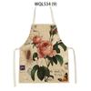 Women Men Retro Bird Flower Butterfly Printed Kitchen Aprons Household Cleaning Pinafore Baking Accessories Linen Cooking Apron