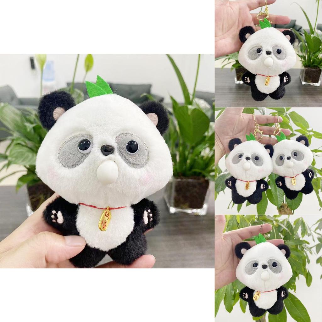 Plush Soft Lovely Panda Keychain Doll Cute Bubble Blowing Design Perfect For Gifts Collectibles And