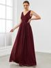 Ever-Pretty Women's Double V Neck Ruched Empire Wasit Floor Length Sparkly Evening Dresses for Party