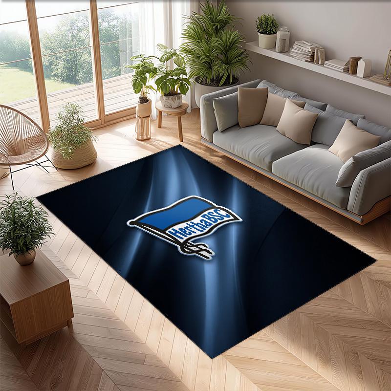 Hertha BSC FC Fußballmuster Weicher Teppich rutschfest für Innenbereiche Sport Dekor Matte für Schlafzimmer