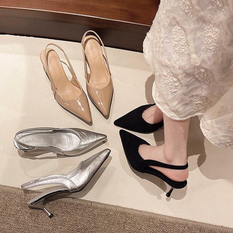 Niche Back Empty Pointed Single Shoes Shoes New Spring and Summer Temperament High Heel Bag Head Sandals Women
