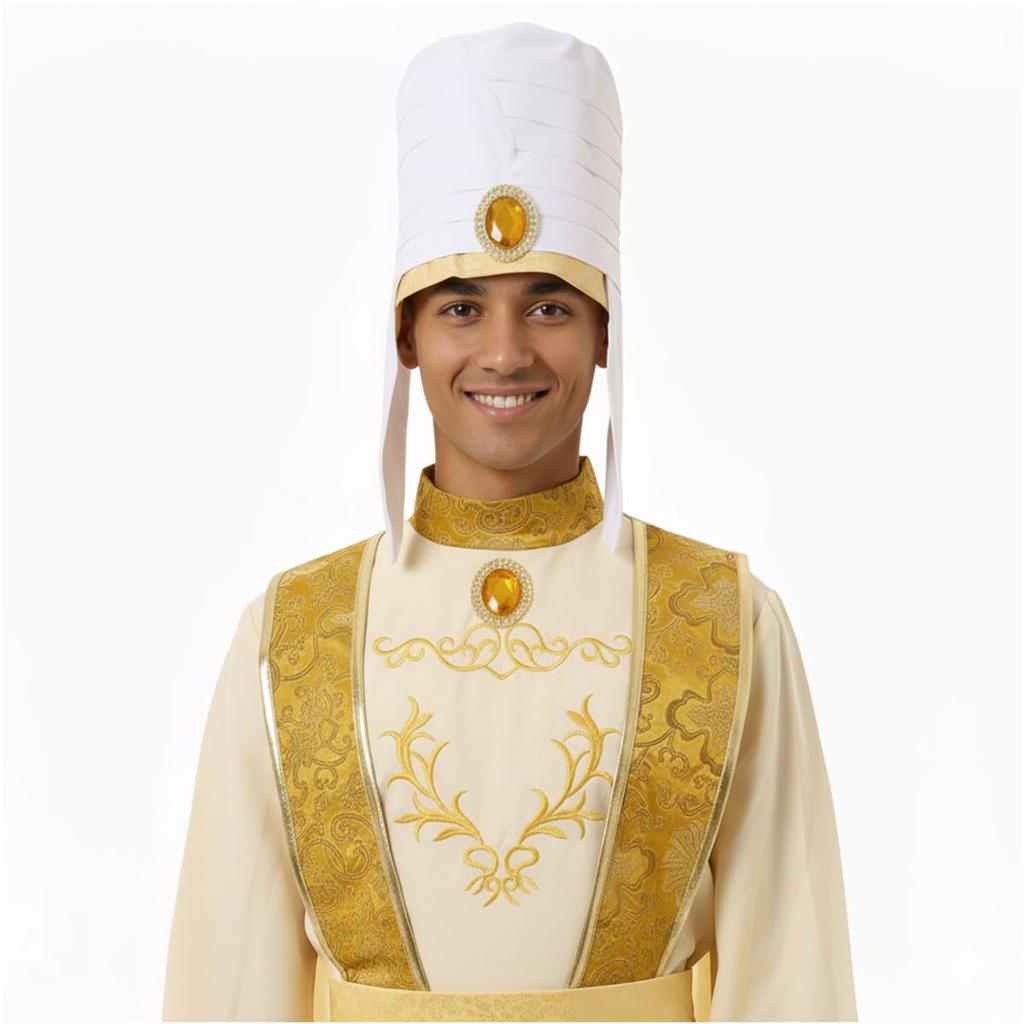 [monoii] Aladdin Cosplay Adult Arab King Costume Halloween Arabian Prince Ali Costume, Sizes S, M, L, XL, d477-2