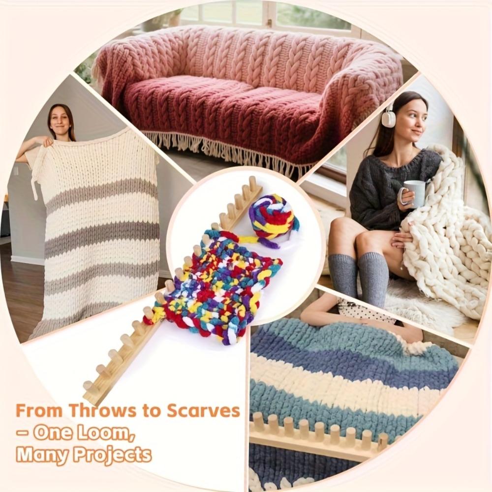 Chunky Blanket Knitting Loom Adjustable Portable Weaving Tool for Handmade Thick Yarn Crochet Accessories and Kits Crochet tool