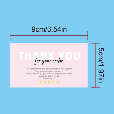 50pcs Pink Thank You Card For Order Supporting Business Package Decoration Business Card Party Card Handmade with Love