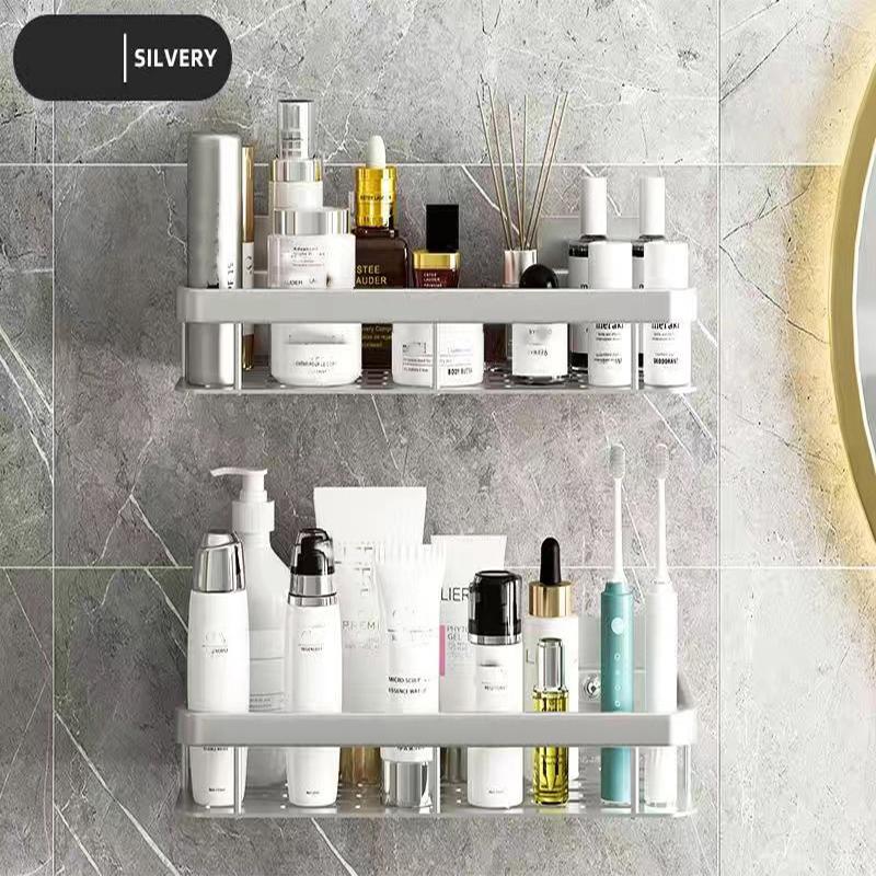 

1-3 шт. Стеллаж для хранения в ванной комнате, не требующий сверления, из космического алюминия, угловой, на присосках, прямоугольный стеллаж для хранения для углов ванной комнаты B-3pcs